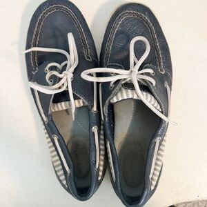 Sperry Top Sider Blue Leather Striped Boat Shoes